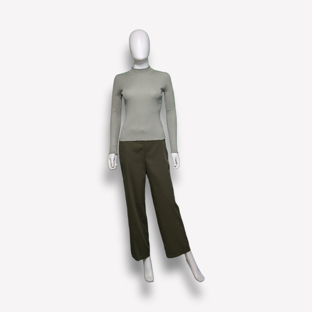 Lush Ribbed Body-con Sweater in Desert Sage, S